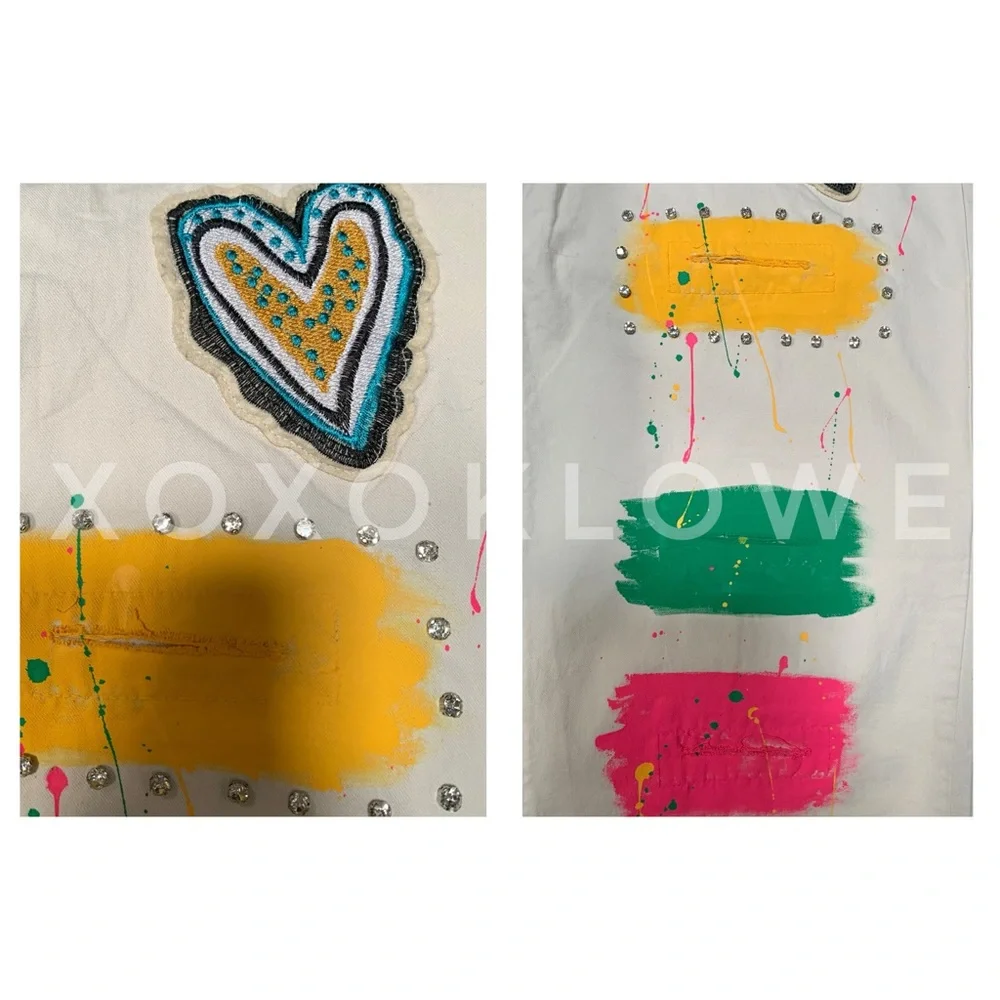 POL Cream Paint & Patch Loose Fit Wide Leg Pants - Picture 15 of 16